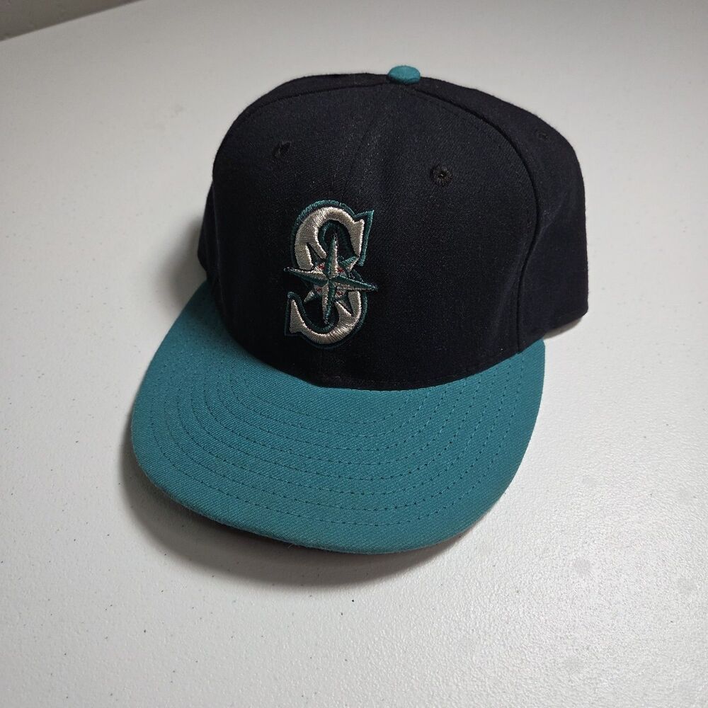 New Era 59FIFTY Seattle Mariners Hat 7 1/8 Navy Teal MLB On Field Fitted Cap